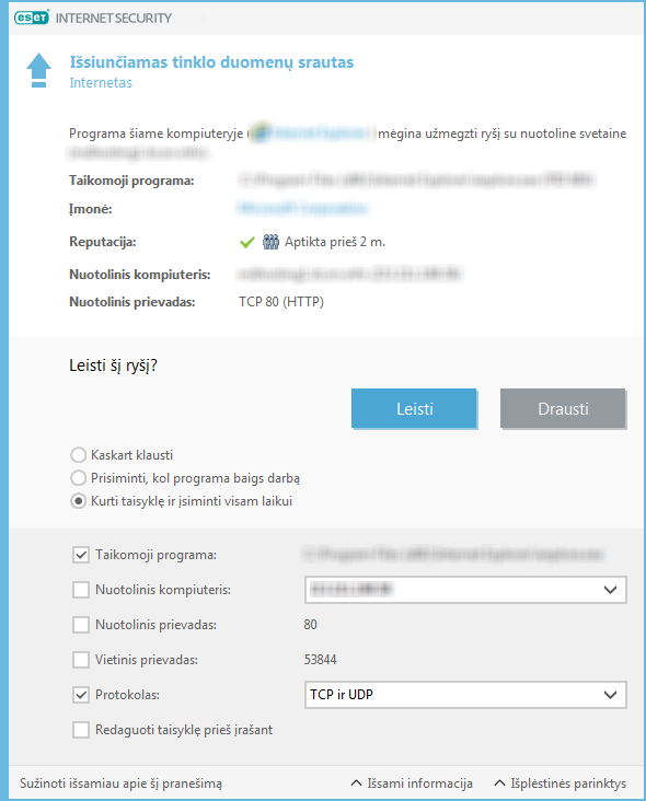 Išsiunčiamas tinklo duomenų srautas Išsiunčiamas tinklo duomenų srautas