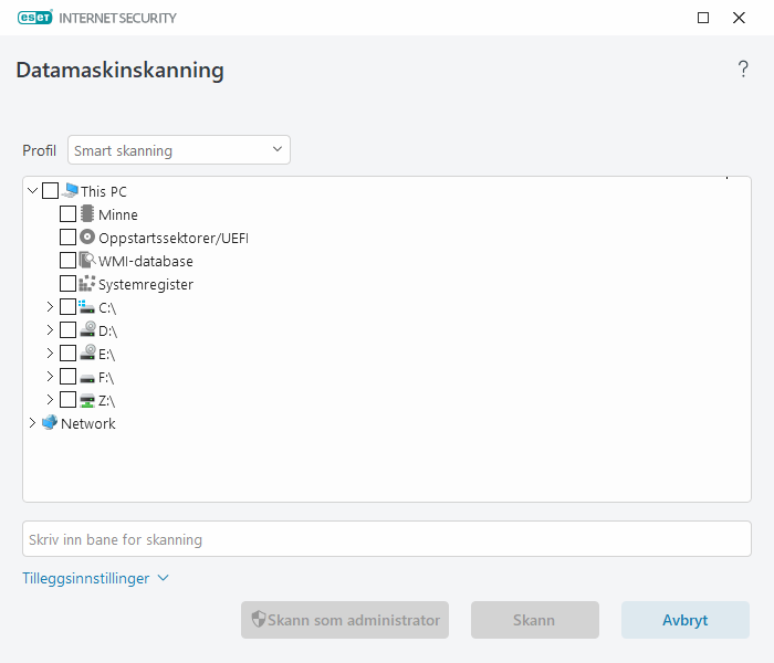 Egendefinert skanning Egendefinert skanning