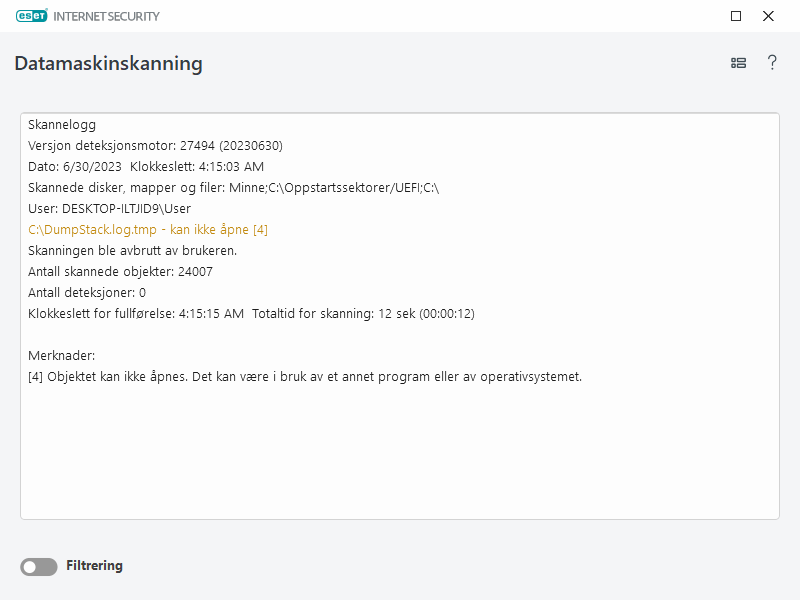 Logg for datamaskinskanning