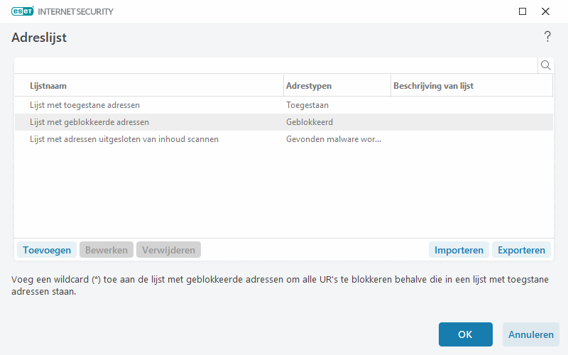 Adreslijst Adreslijst