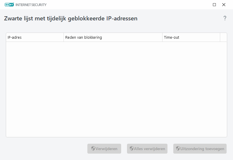 Tijdelijk op zwarte lijst geplaatste IP-adressen