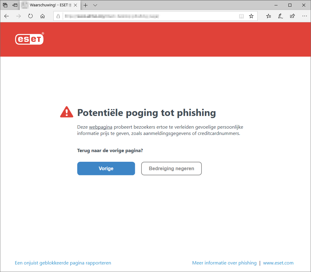 Potentiële poging tot phishing Potentiële poging tot phishing