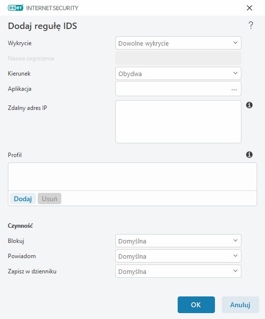 Dodaj regułę IDS Dodaj regułę IDS