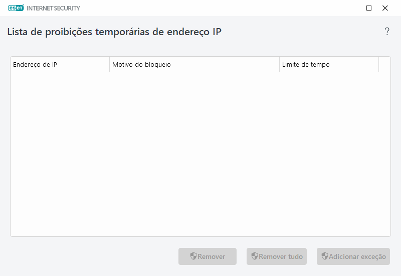 Lista de proibições temporária de endereço IP Lista de proibições temporária de endereço IP