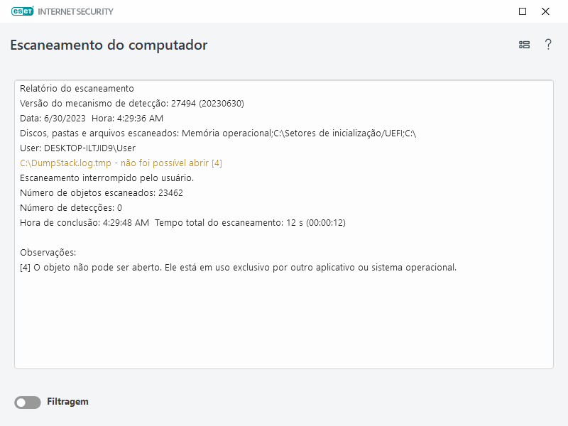 Relatório de rastreamento do computador Relatório de rastreamento do computador