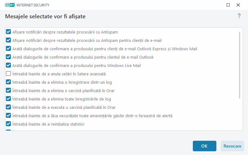 Mesaje de confirmare Mesaje de confirmare