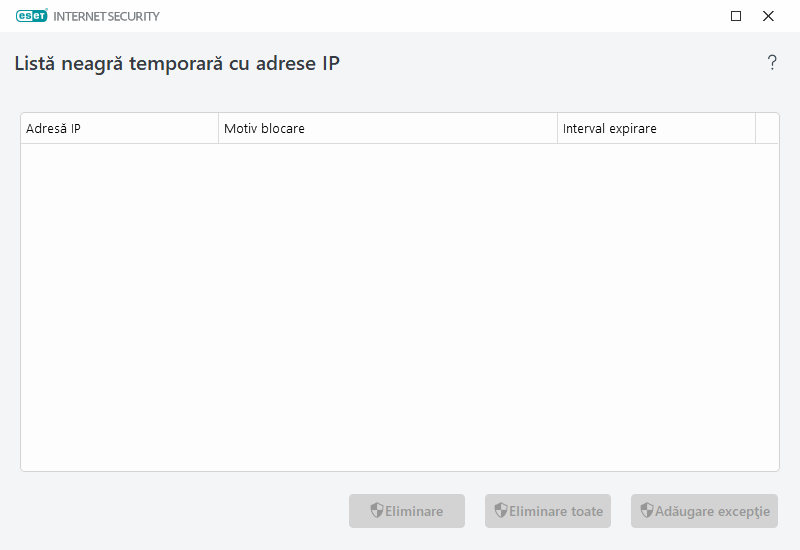 Lista neagră temporară cu adrese IP Lista neagră temporară cu adrese IP