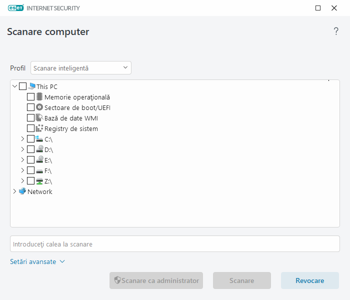 Scanare particularizată