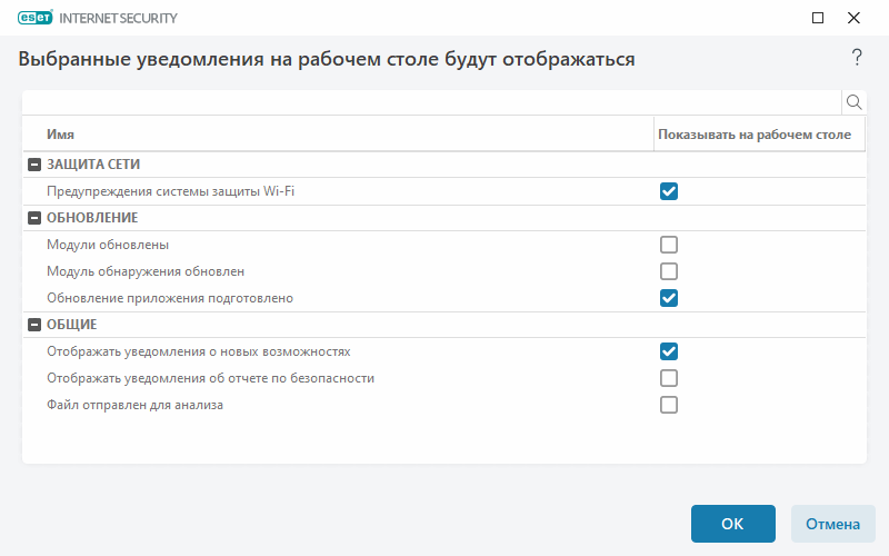 Уведомления на рабочем столе