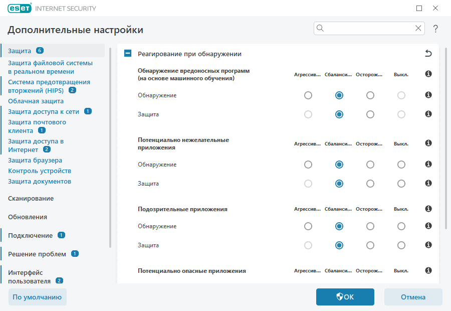Реагирование при обнаружении