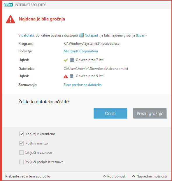 Najdena je bila grožnja Najdena je bila grožnja