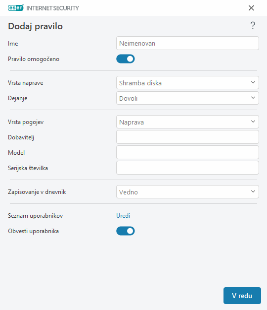 Dodaj pravilo Dodaj pravilo