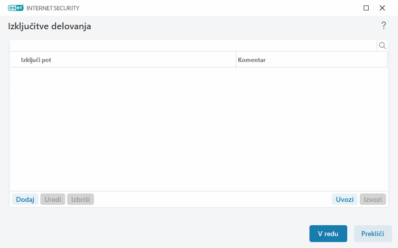 Izključitve delovanja Izključitve delovanja