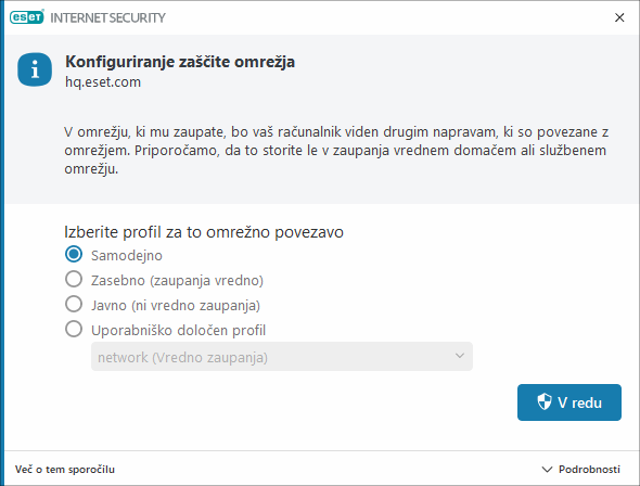 Konfiguriranje zaščite omrežja Konfiguriranje zaščite omrežja