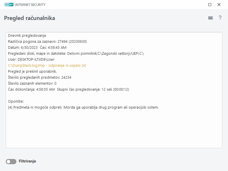 Dnevnik pregleda računalnika Dnevnik pregleda računalnika