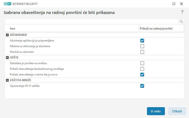 Obaveštenja na radnoj površini