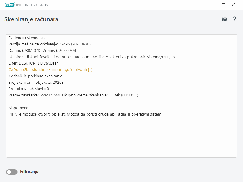 Evidencija skeniranja računara Evidencija skeniranja računara