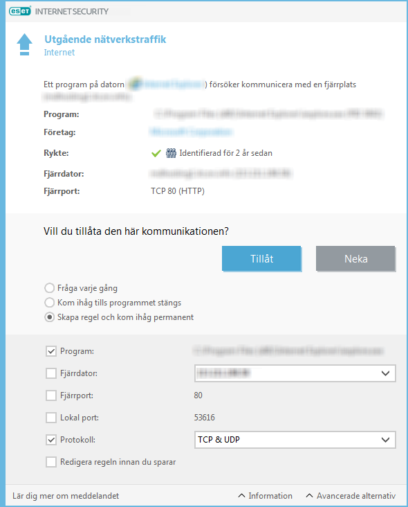 Utgående nätverkstraffik