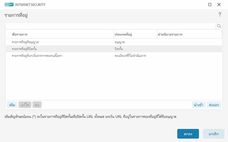 รายการที่อยู่ รายการที่อยู่