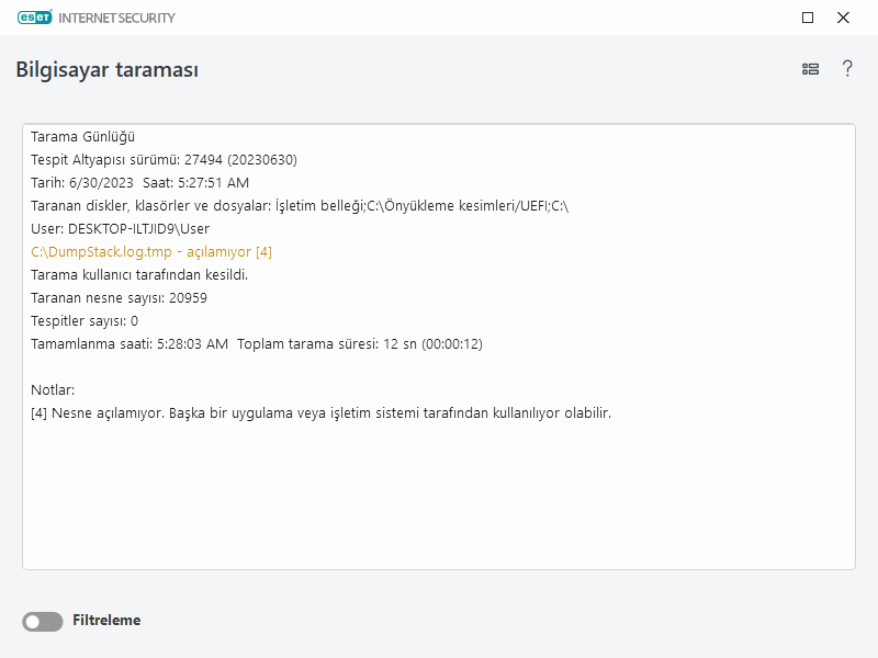 Bilgisayar tarama günlüğü Bilgisayar tarama günlüğü