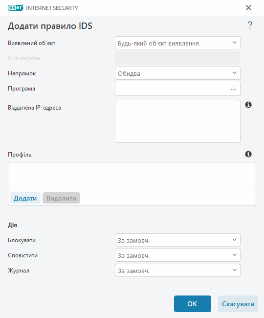 Додати правило IDS Додати правило IDS