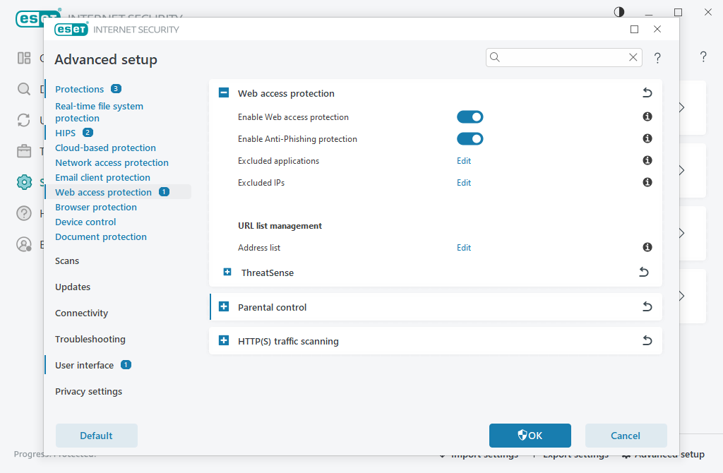 Web access protection Web access protection