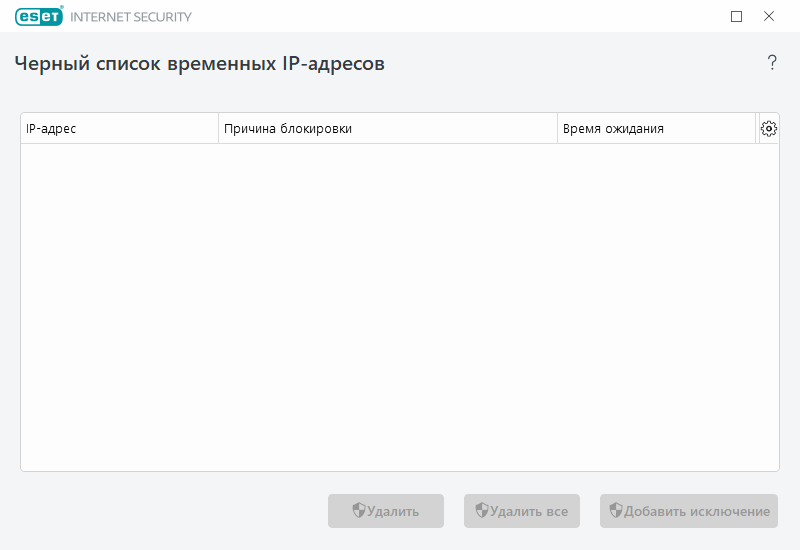 Временный черный список IP-адресов Временный черный список IP-адресов