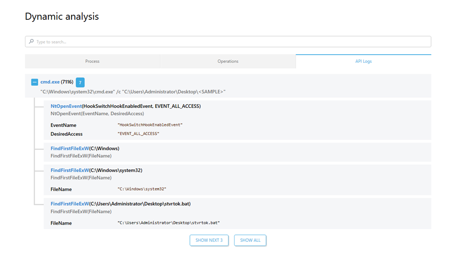 API logs