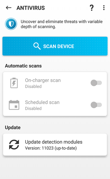 Antivirus scan options Antivirus scan options