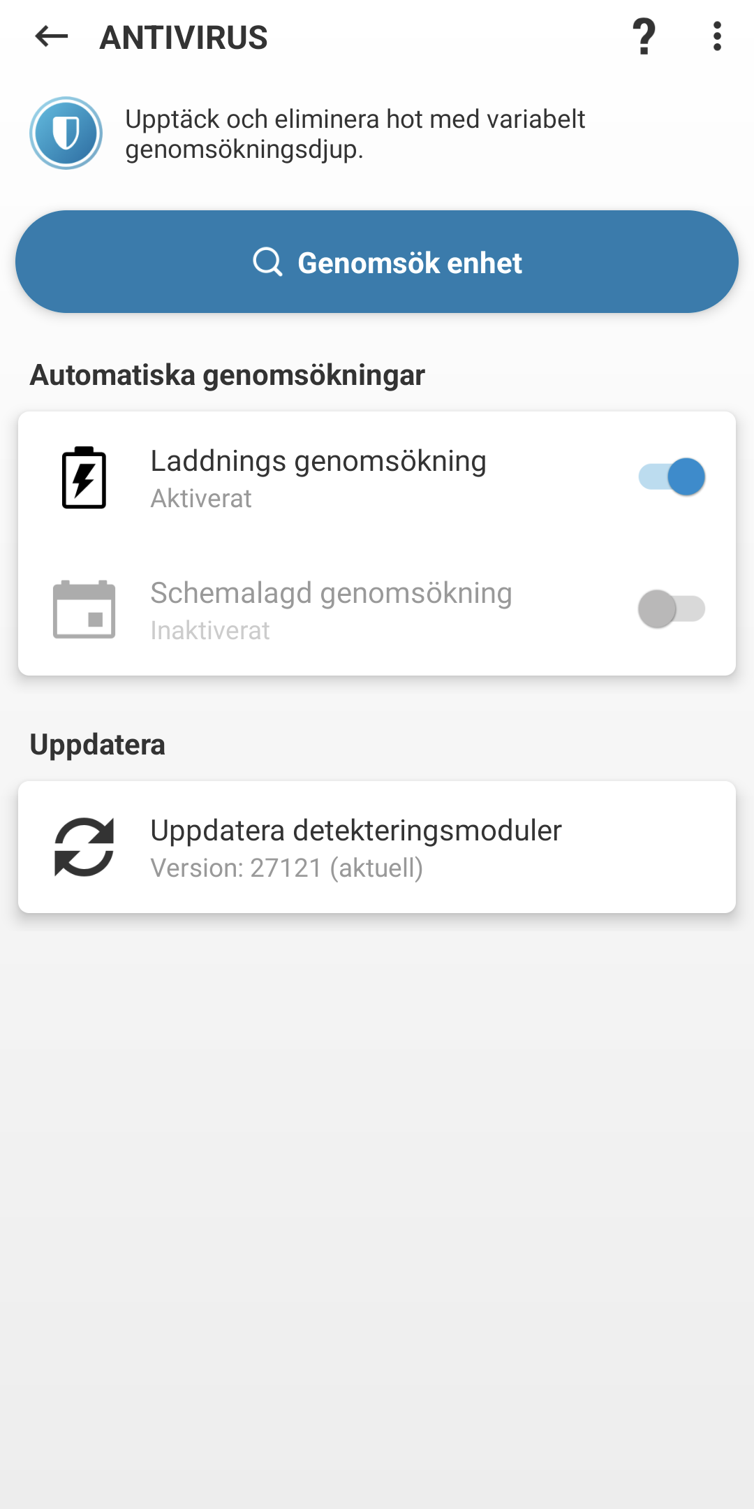 Alternativ för antivirusgenomsökning Alternativ för antivirusgenomsökning