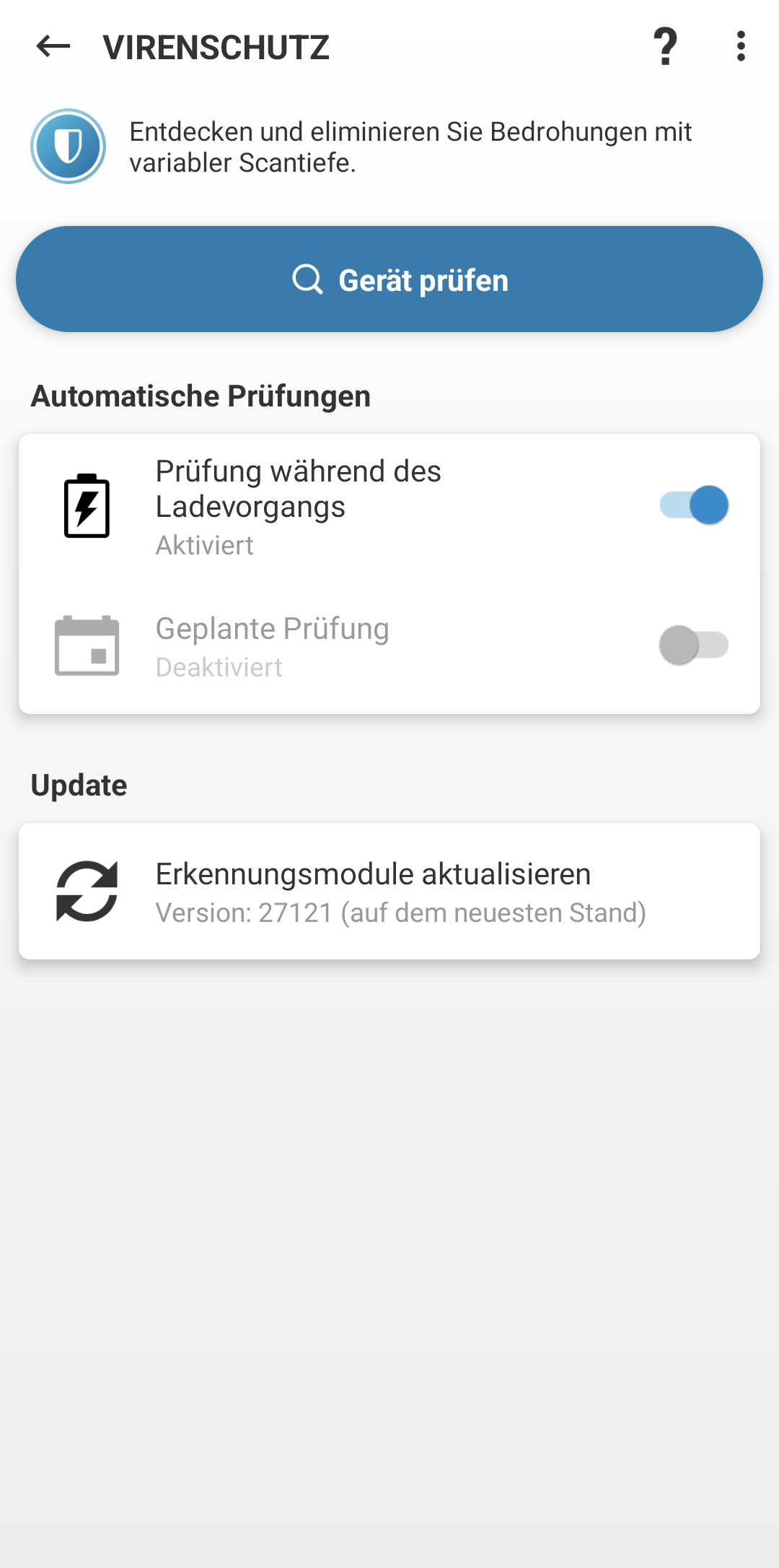 Virenschutz-Scan-Optionen Virenschutz-Scan-Optionen