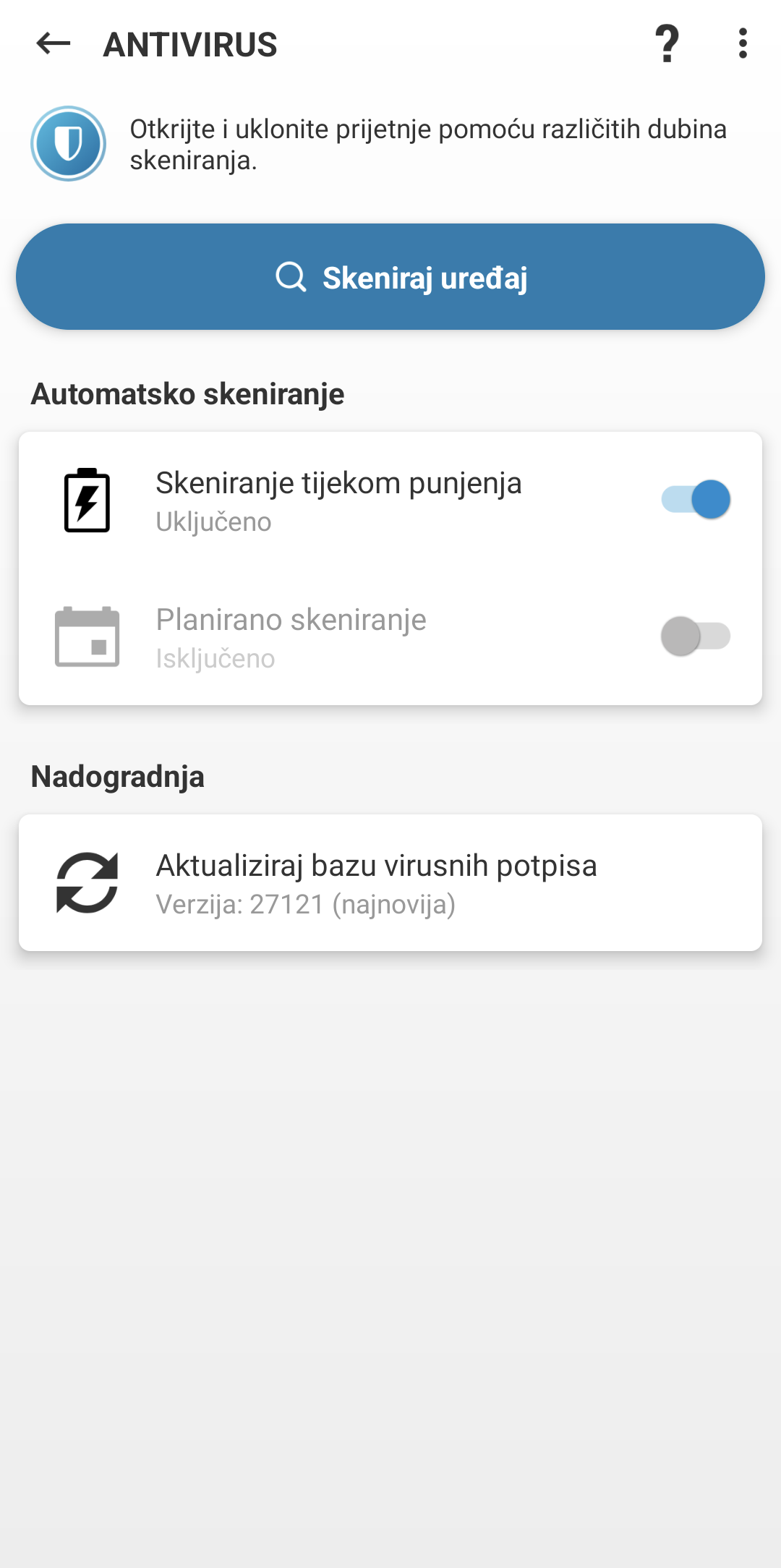 Opcije antivirusnog skeniranja Opcije antivirusnog skeniranja