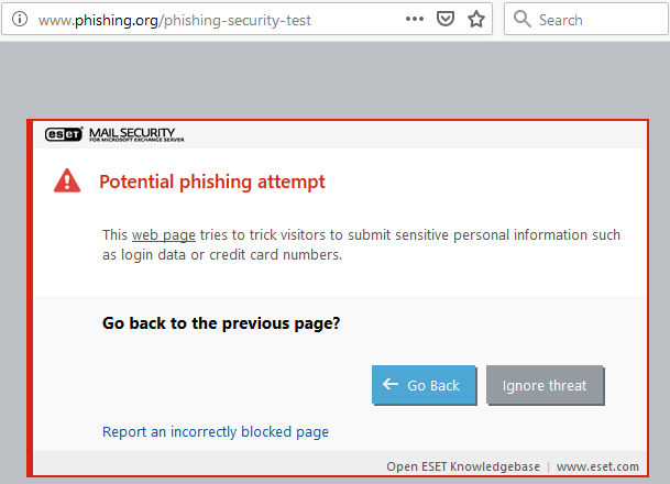 phishing website