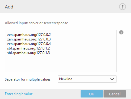 Zusätzliche RBL-Server