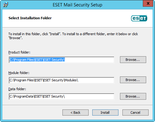 Select installation folder
