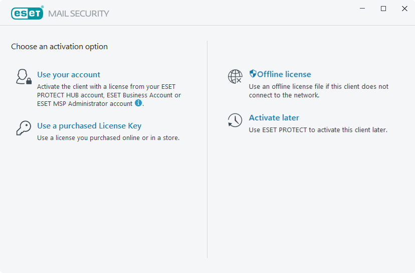Ativar ESET Mail Security