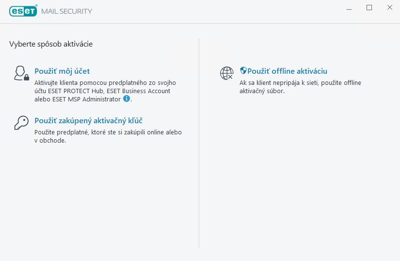 Aktivácia ESET Mail Security