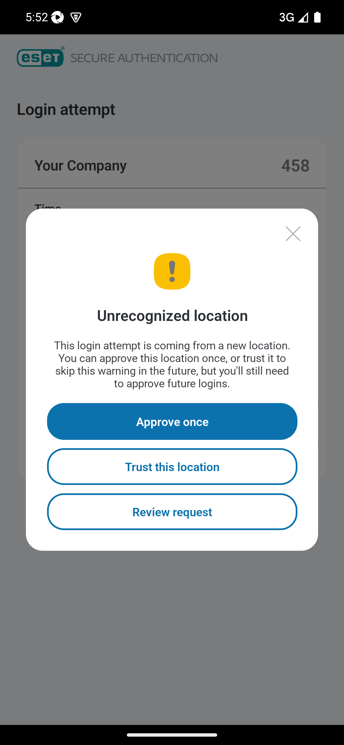 Approve or reject the authentication request