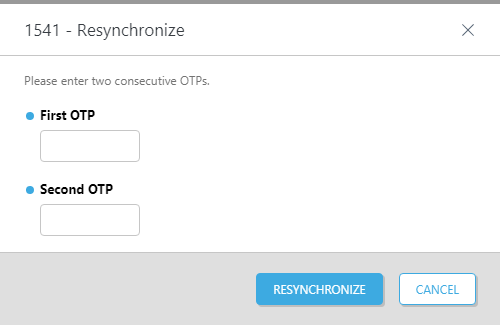 Introducción de dos OTP generadas en el proceso de sincronización