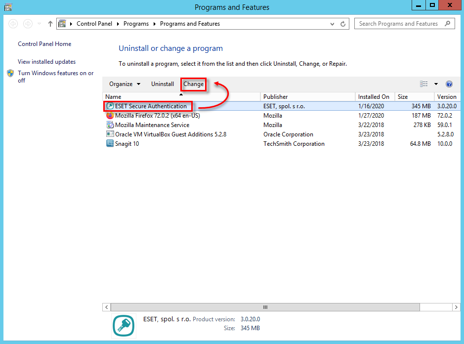 Modifier l'installation
