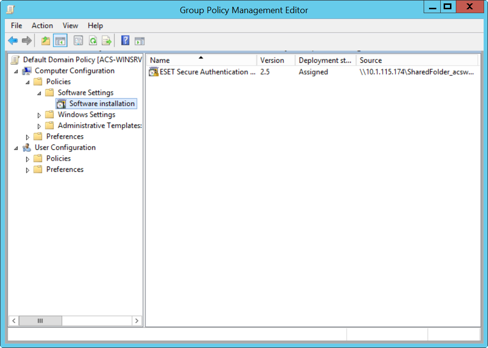 Balík sa zobrazí v&nbsp;okne Group Policy Management Editor.