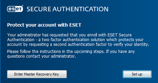 Požiadanie používateľa o&nbsp;dokončenie nastavenia 2FA
