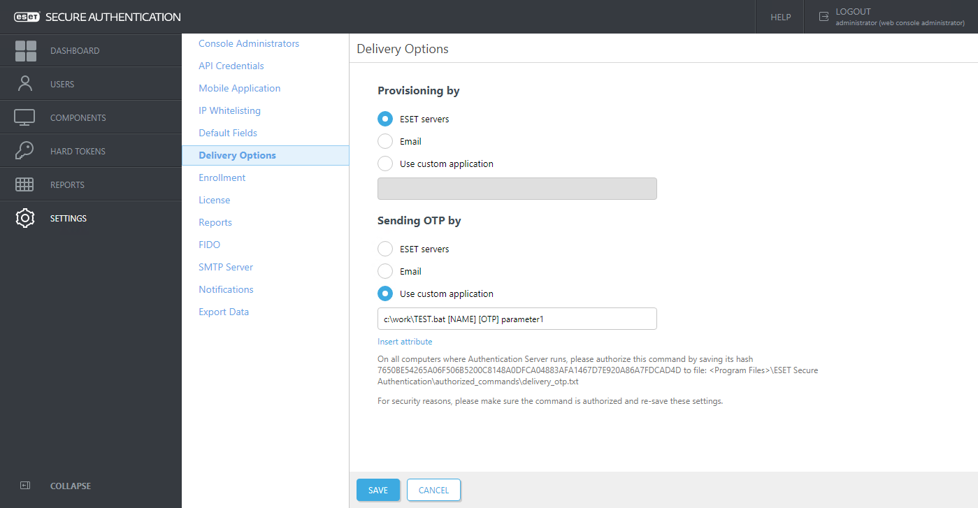 Custom delivery options window overview