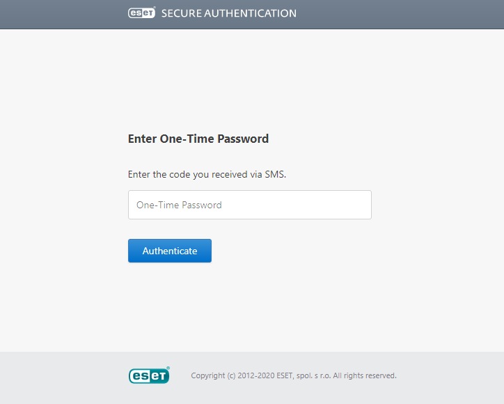 One time password for web application access example