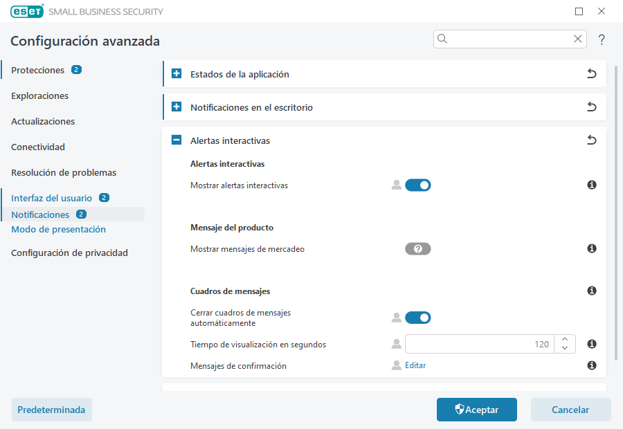 Alertas interactivas