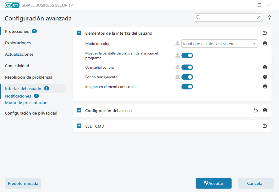 Elementos de la interfaz del usuario