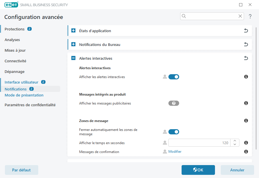 Alertes interactives
