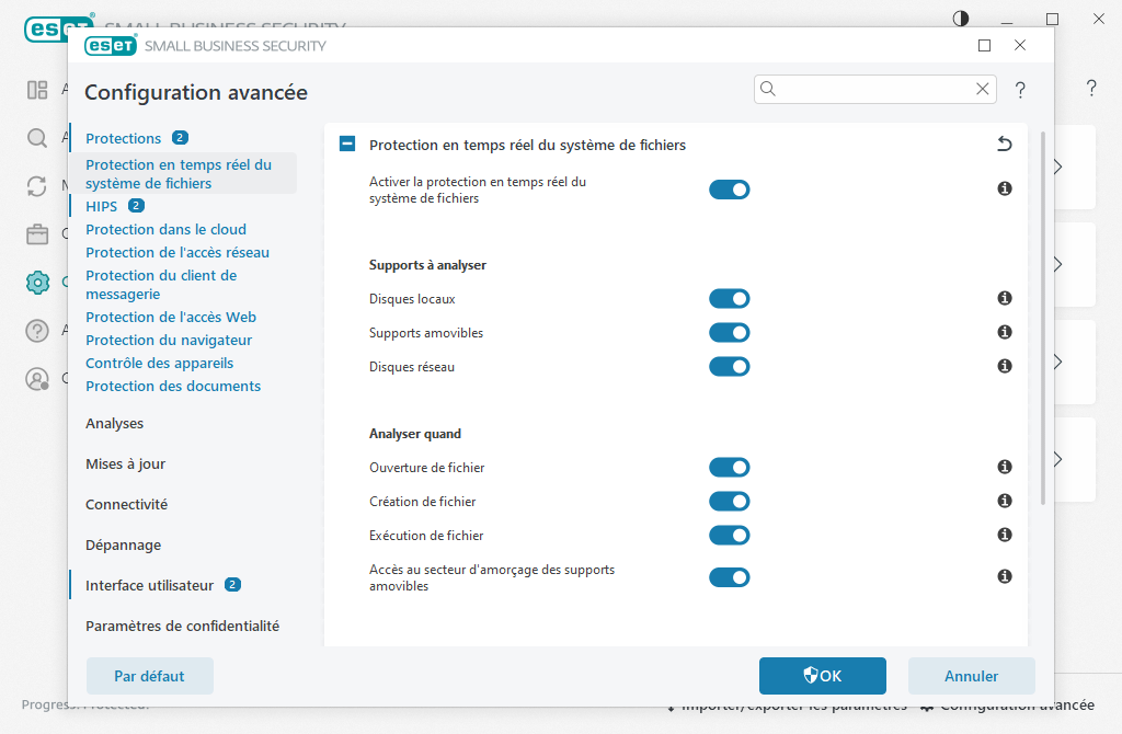 Protection en temps réel du système de fichiers