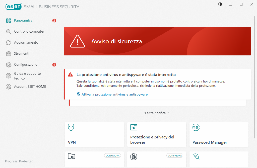 Problema critico indicato