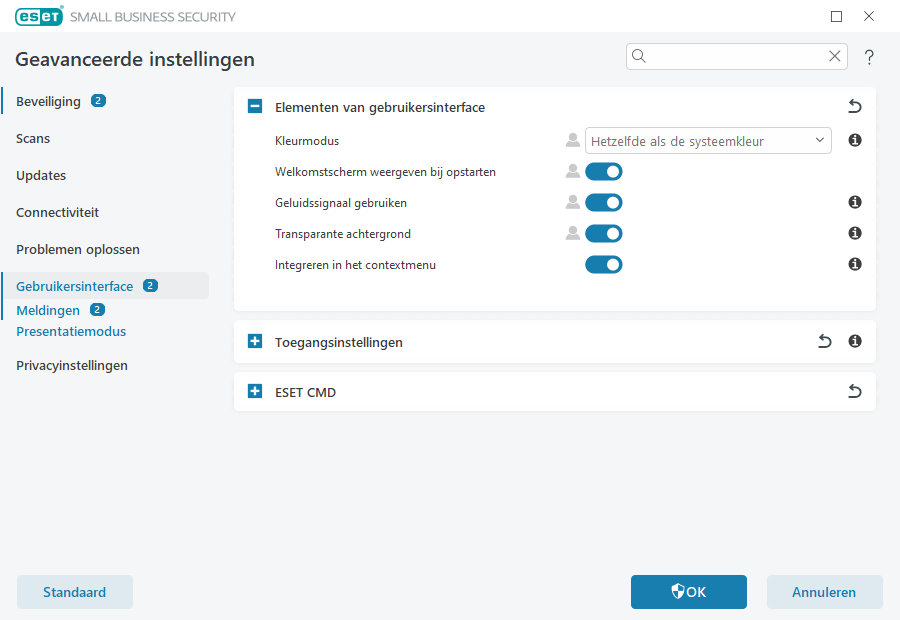 Elementen van gebruikersinterface
